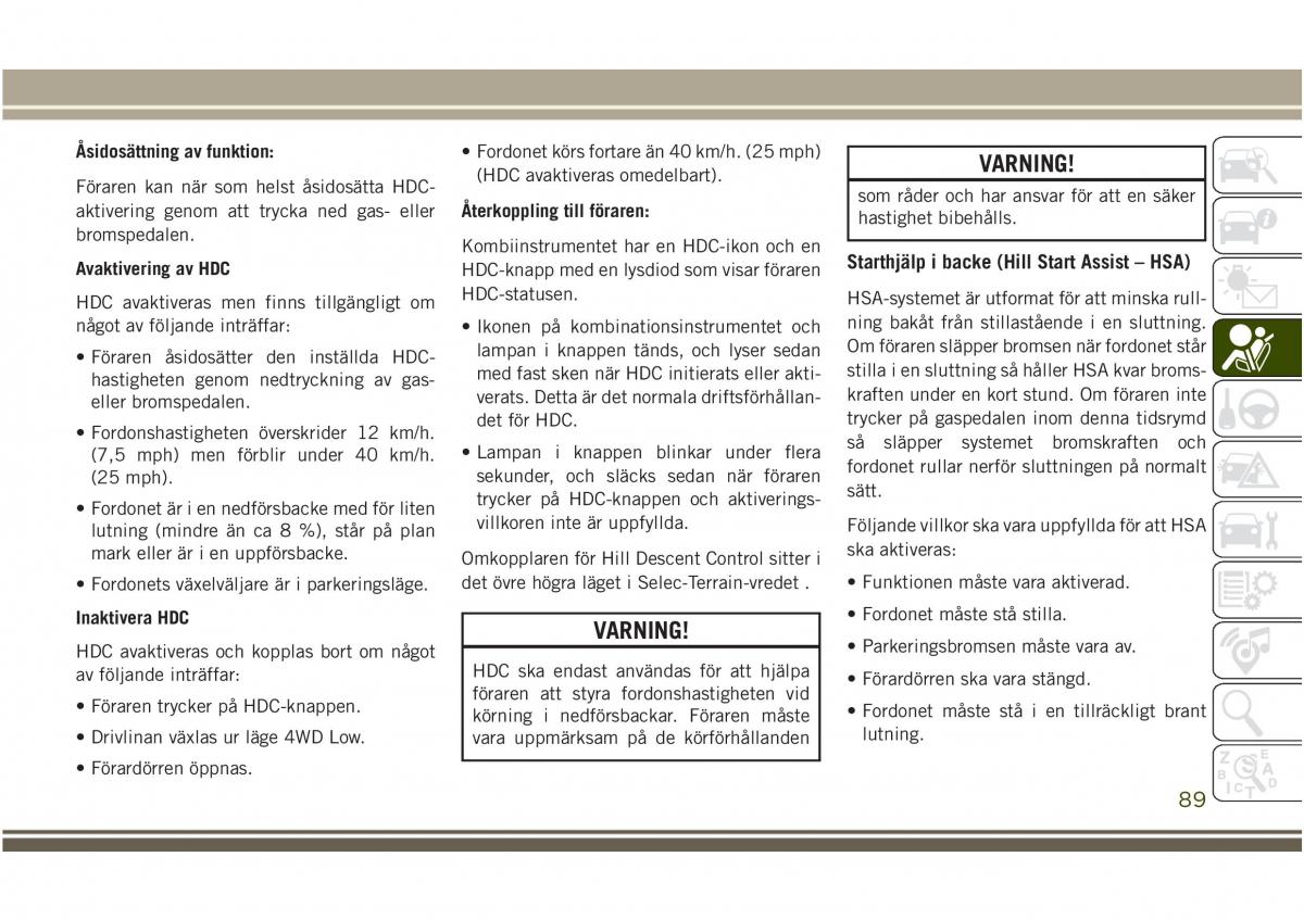 Jeep Compass II 2 instruktionsbok / page 91