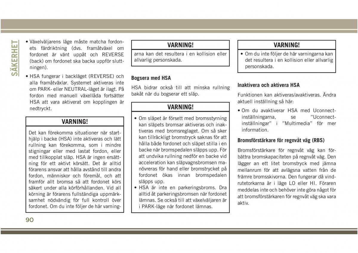 Jeep Compass II 2 instruktionsbok / page 92