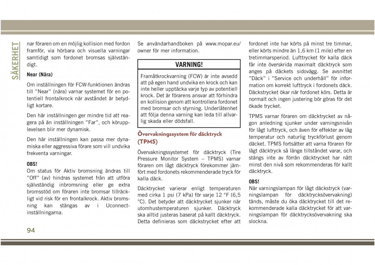 Jeep Compass II 2 instruktionsbok / page 96