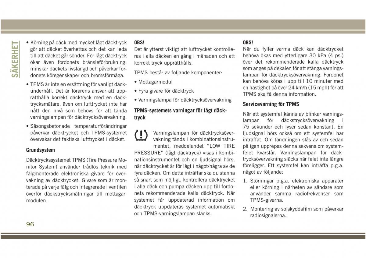 Jeep Compass II 2 instruktionsbok / page 98