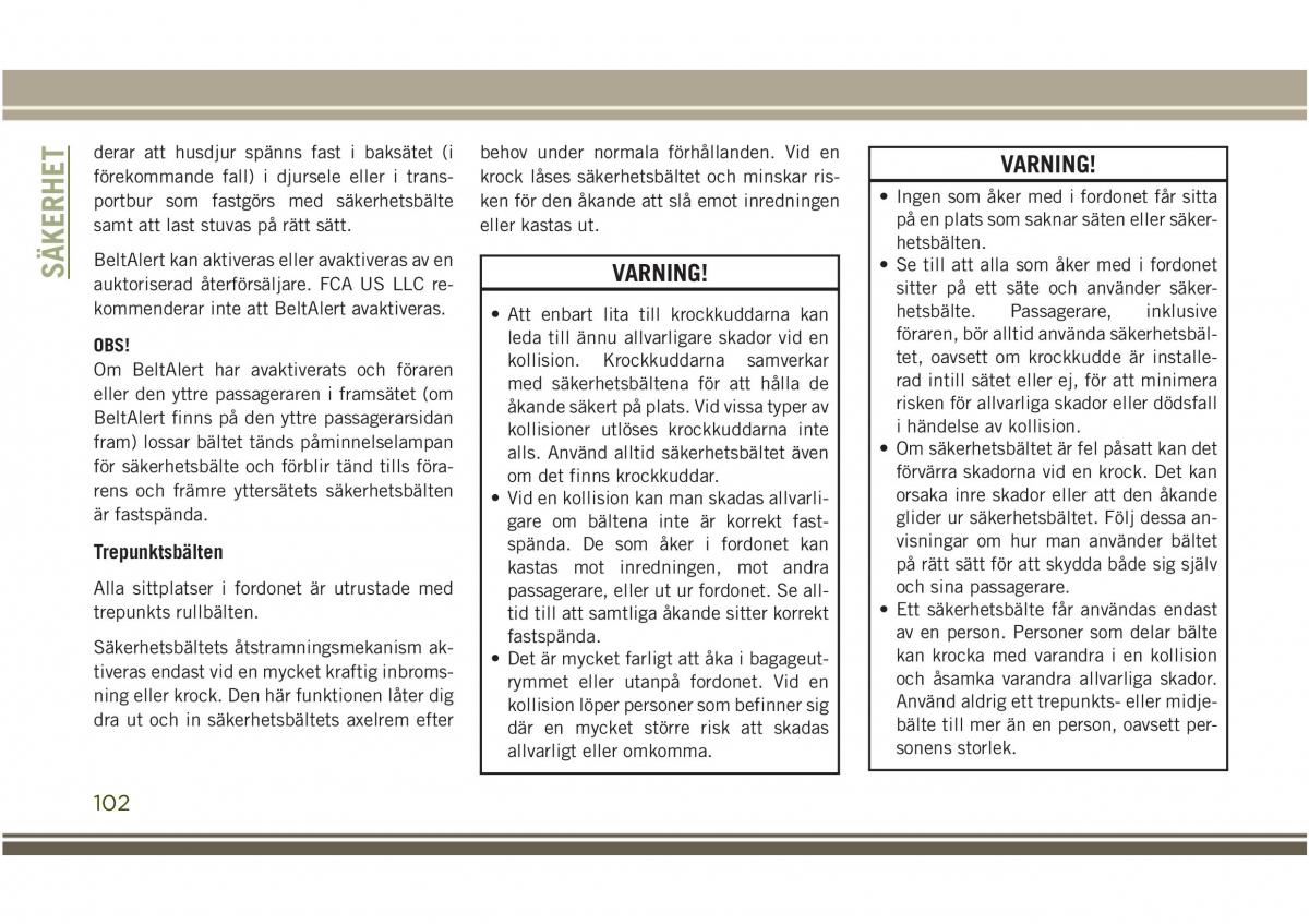 Jeep Compass II 2 instruktionsbok / page 104