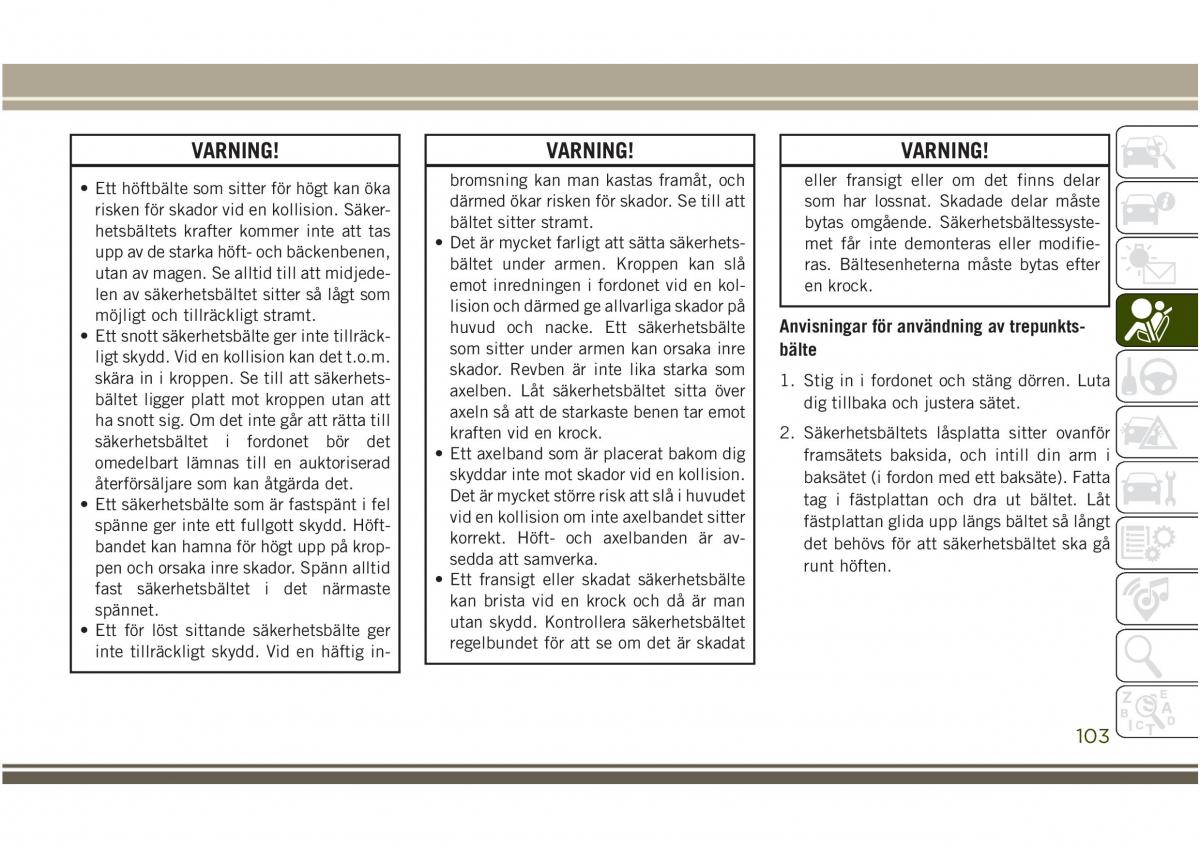 Jeep Compass II 2 instruktionsbok / page 105