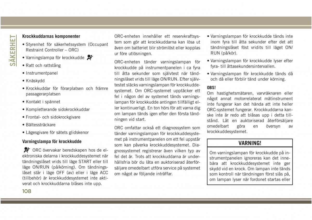 Jeep Compass II 2 instruktionsbok / page 110