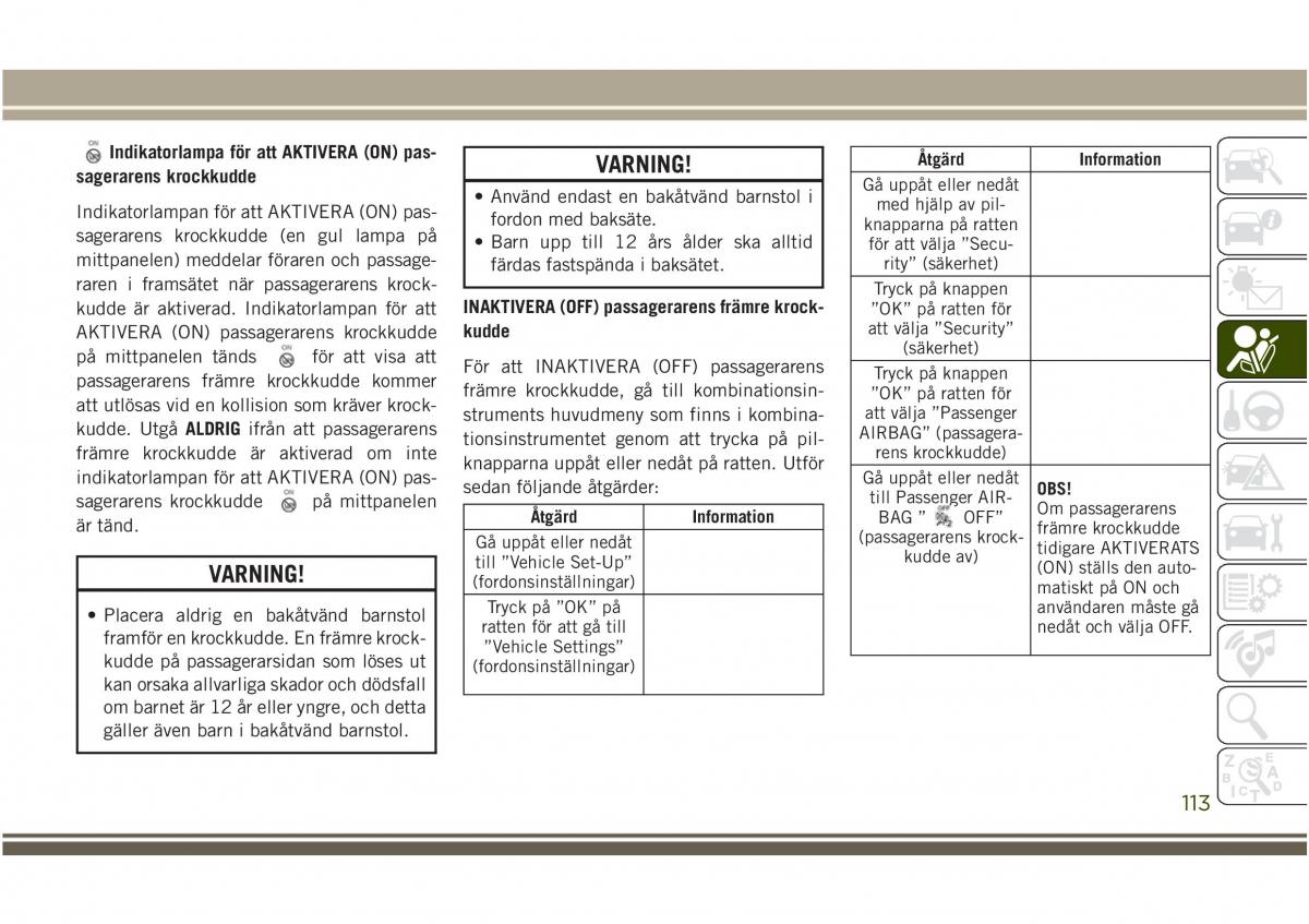 Jeep Compass II 2 instruktionsbok / page 115