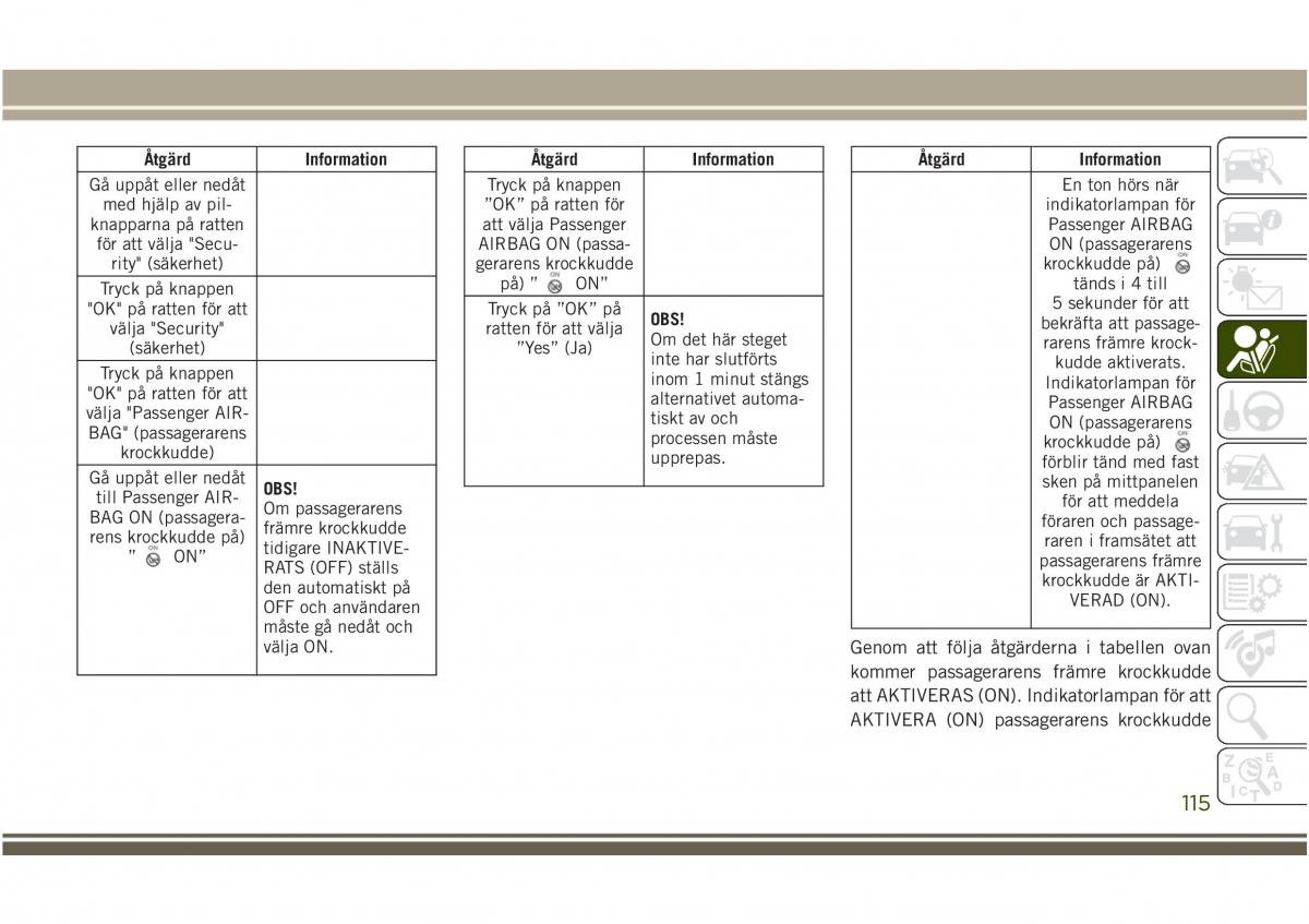 Jeep Compass II 2 instruktionsbok / page 117