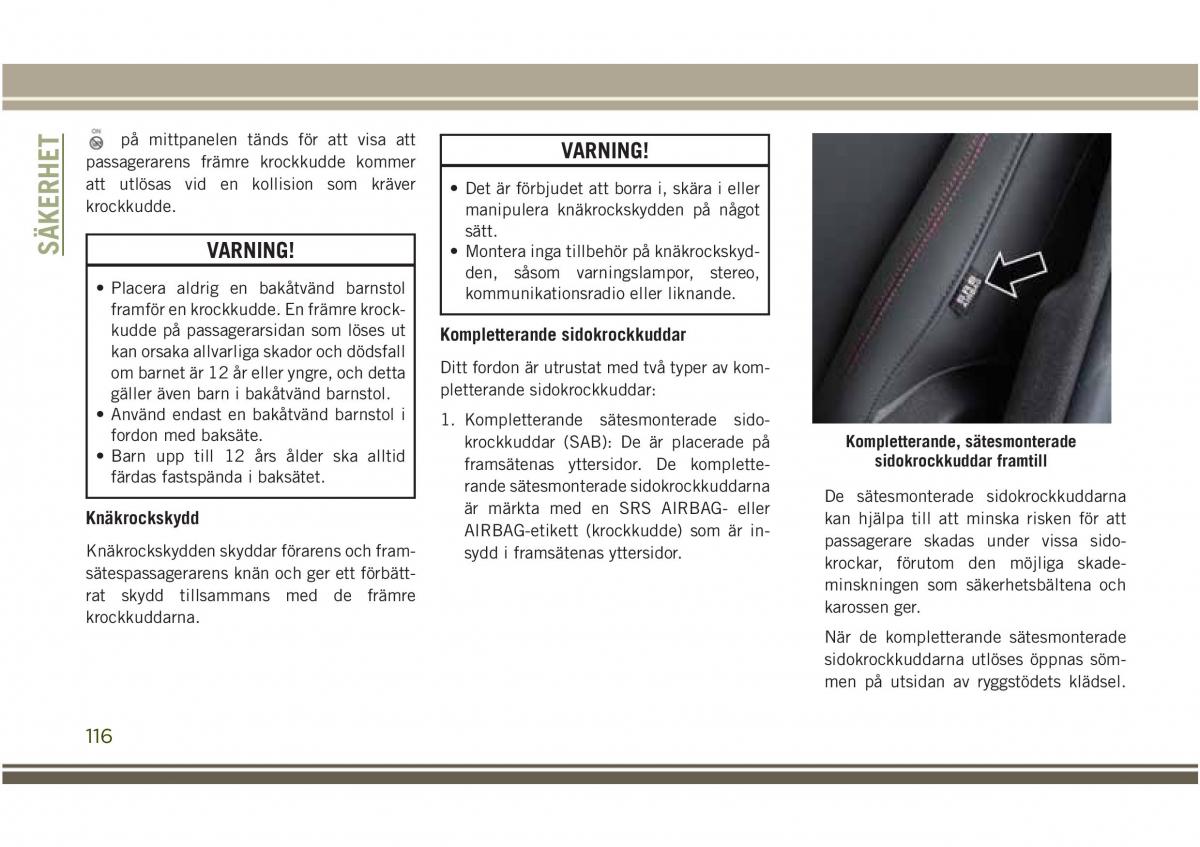 Jeep Compass II 2 instruktionsbok / page 118