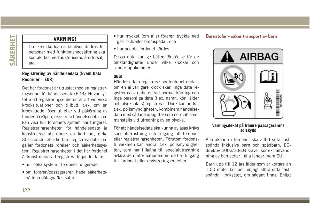 Jeep Compass II 2 instruktionsbok / page 124