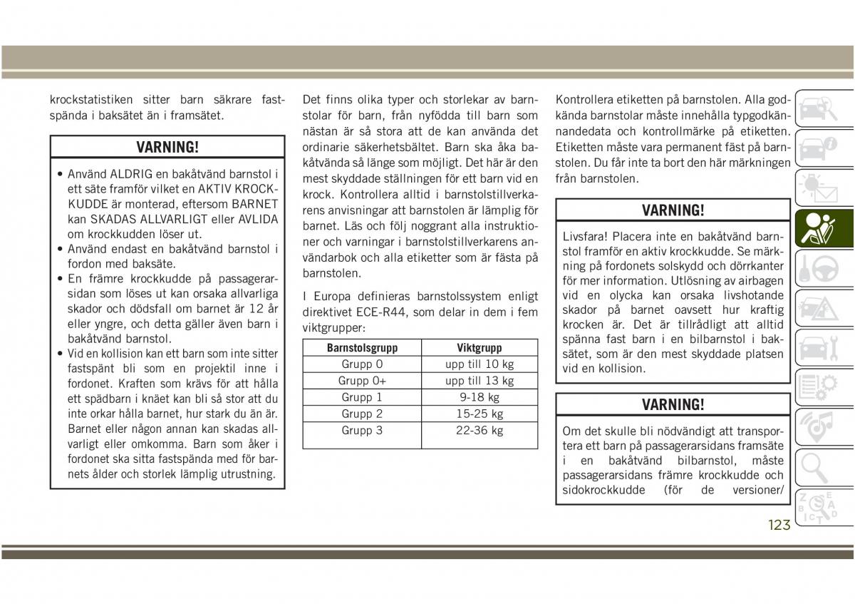 Jeep Compass II 2 instruktionsbok / page 125