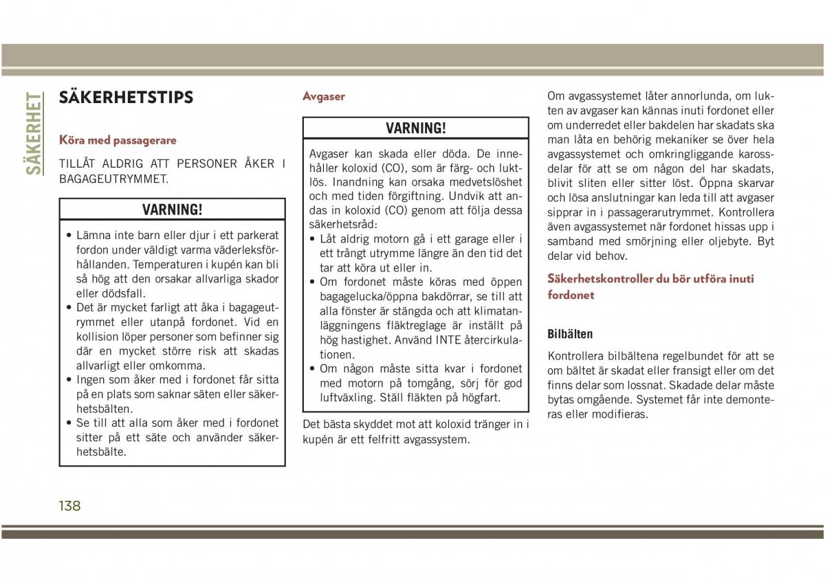 Jeep Compass II 2 instruktionsbok / page 140