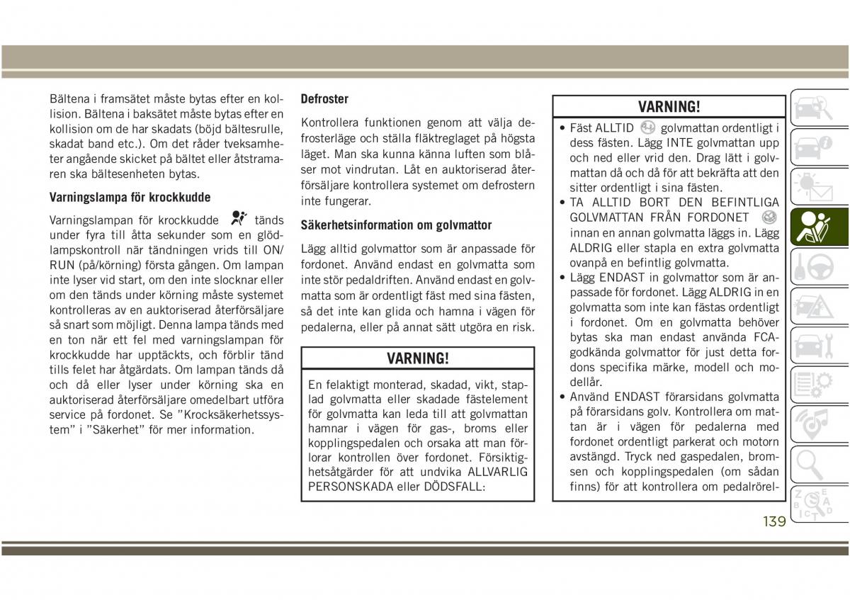 Jeep Compass II 2 instruktionsbok / page 141