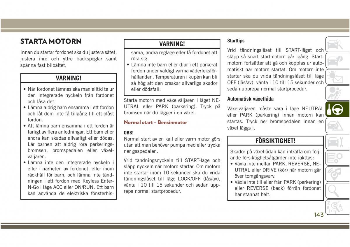 Jeep Compass II 2 instruktionsbok / page 145