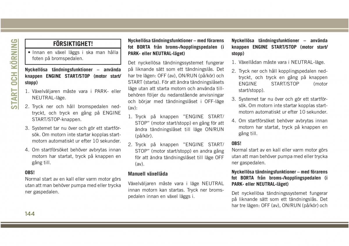 Jeep Compass II 2 instruktionsbok / page 146