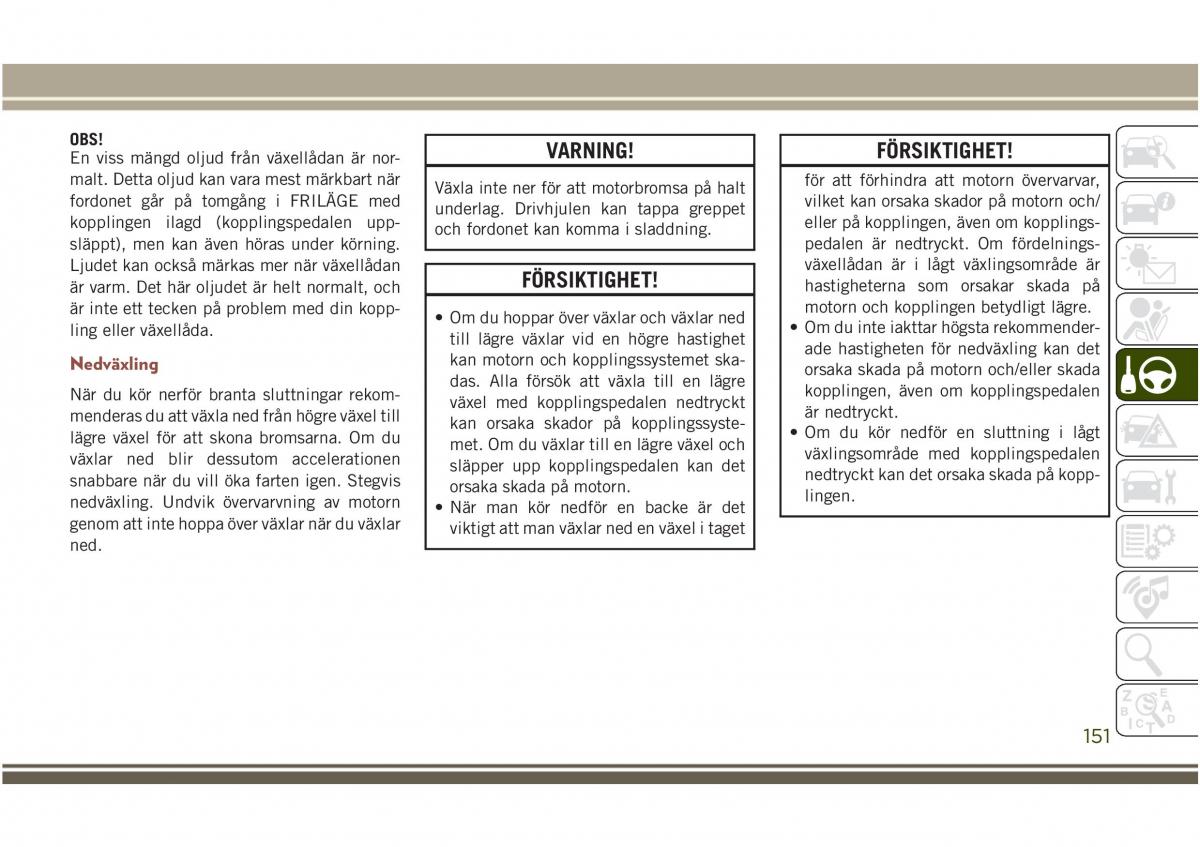 Jeep Compass II 2 instruktionsbok / page 153