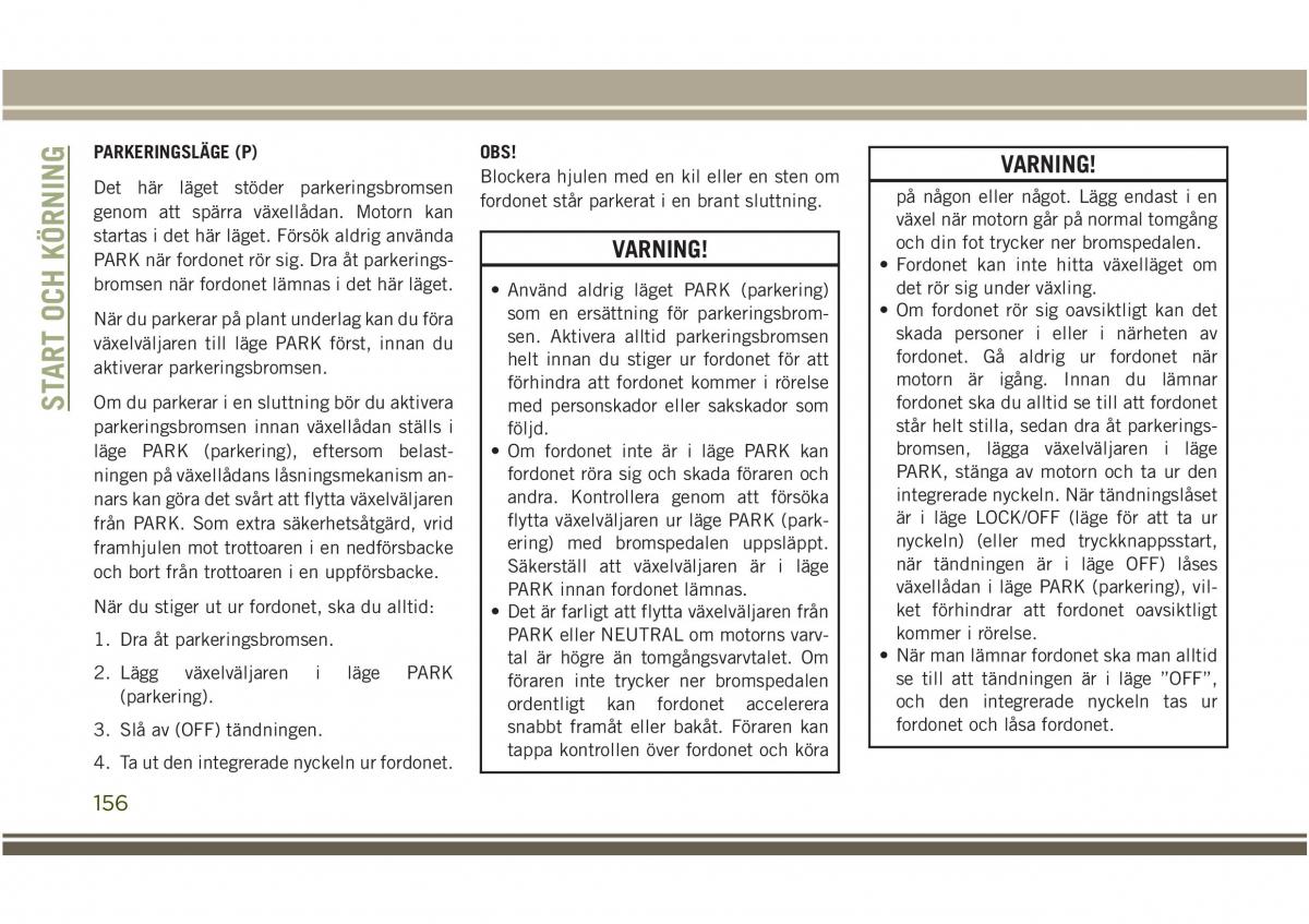 Jeep Compass II 2 instruktionsbok / page 158