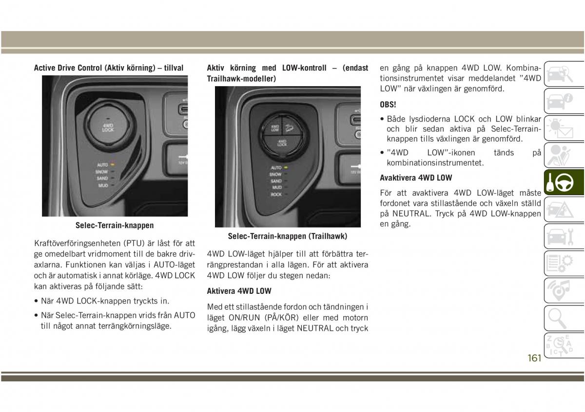 Jeep Compass II 2 instruktionsbok / page 163