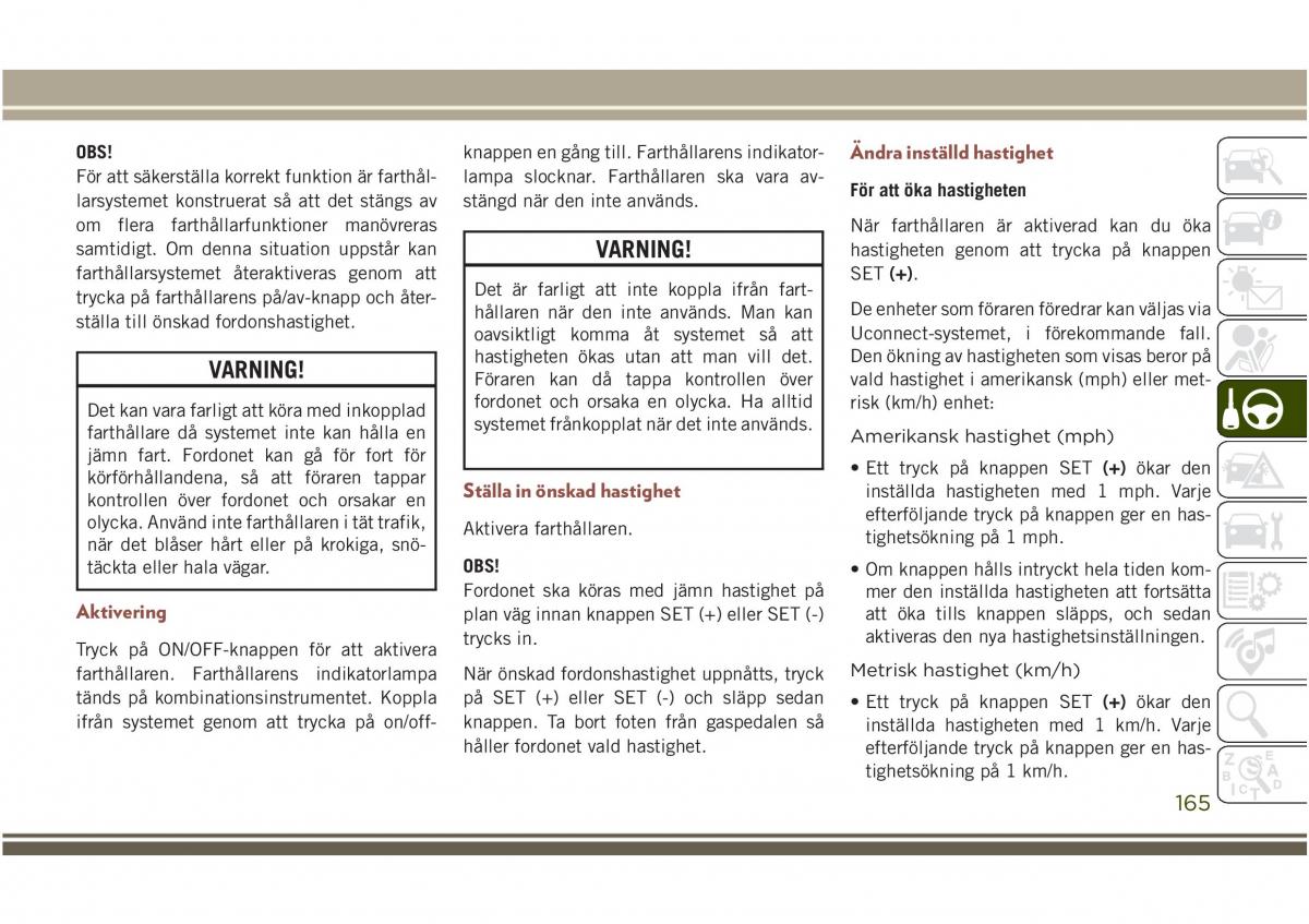 Jeep Compass II 2 instruktionsbok / page 167