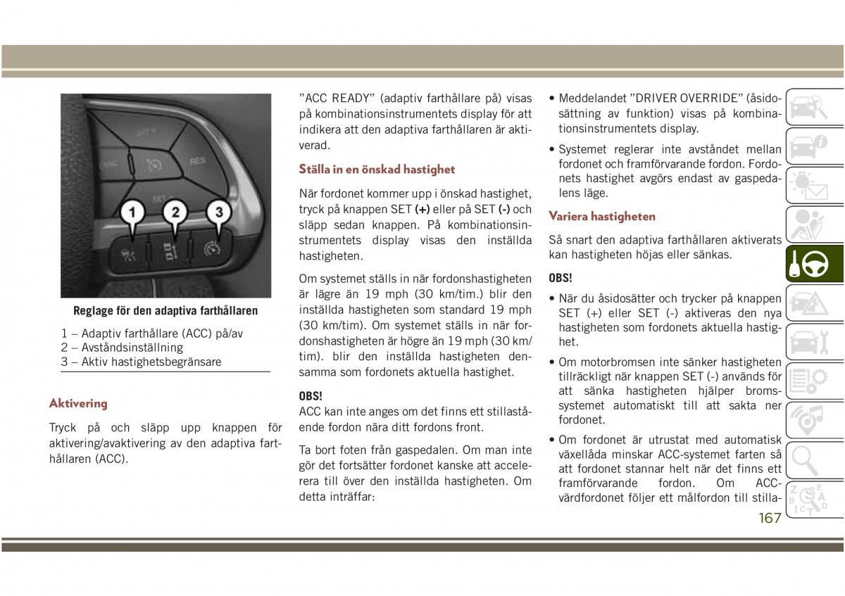 Jeep Compass II 2 instruktionsbok / page 169