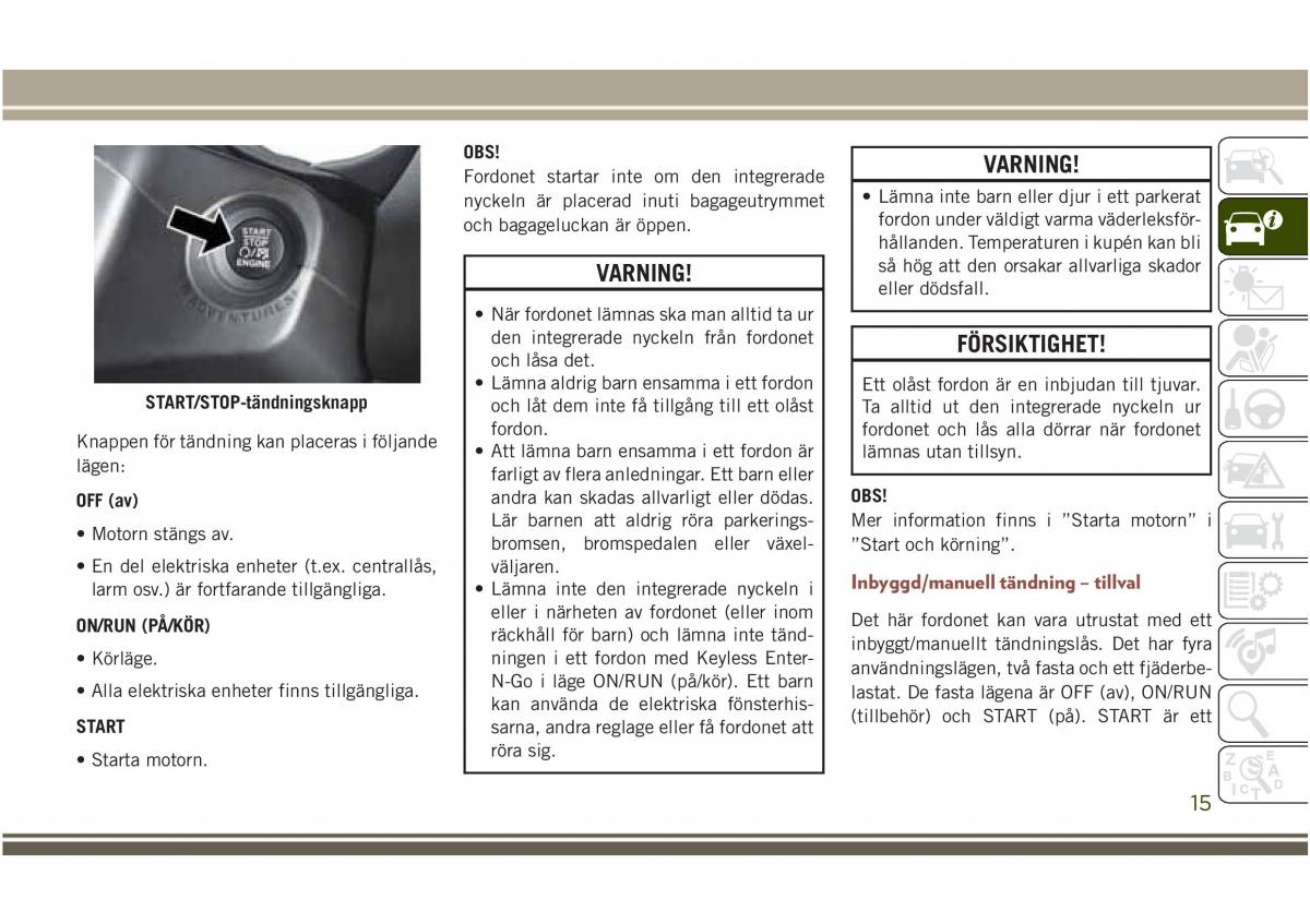 Jeep Compass II 2 instruktionsbok / page 17