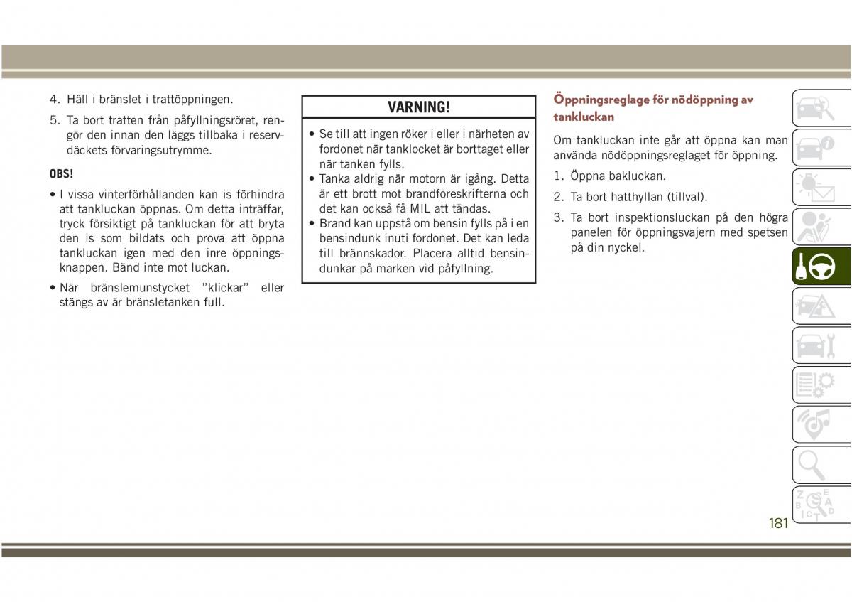 Jeep Compass II 2 instruktionsbok / page 183