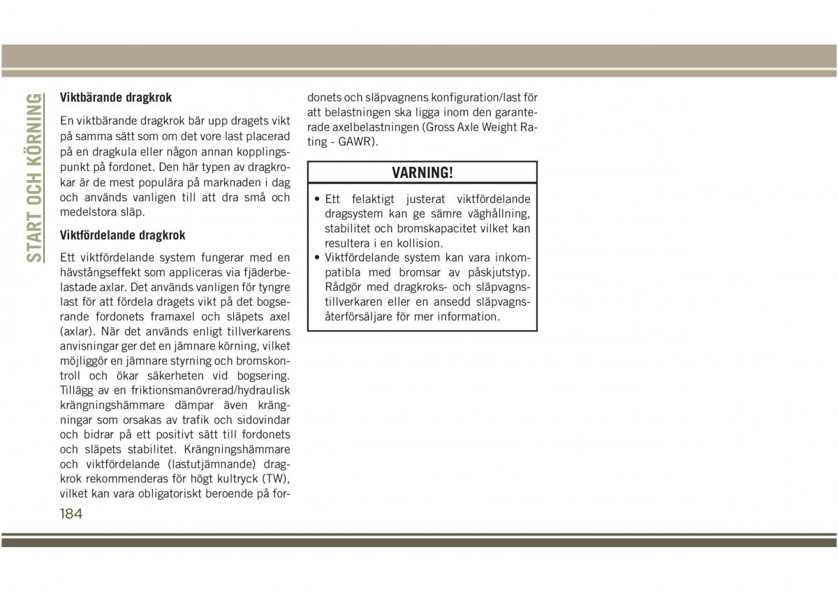 Jeep Compass II 2 instruktionsbok / page 186