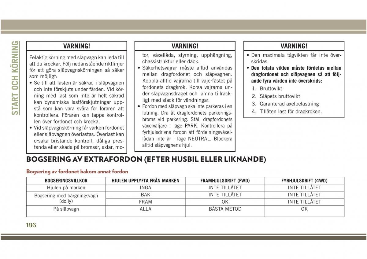 Jeep Compass II 2 instruktionsbok / page 188