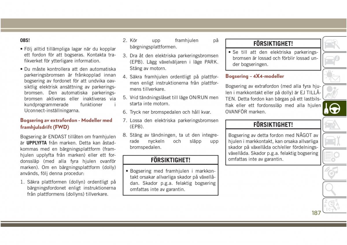 Jeep Compass II 2 instruktionsbok / page 189