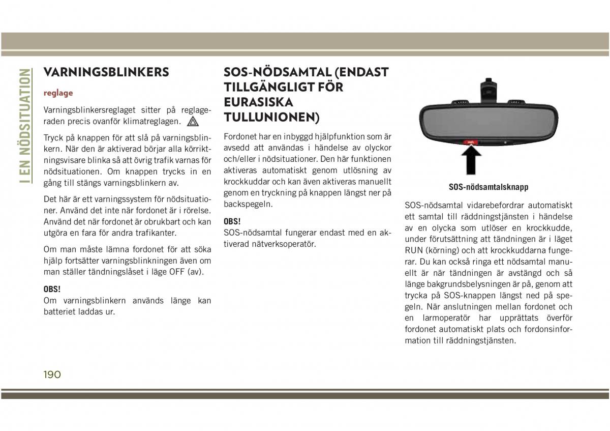 Jeep Compass II 2 instruktionsbok / page 192