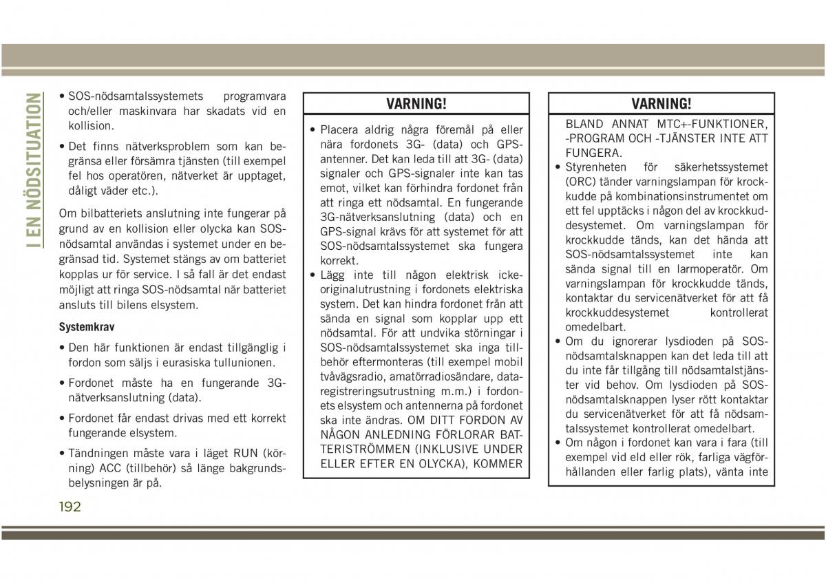 Jeep Compass II 2 instruktionsbok / page 194