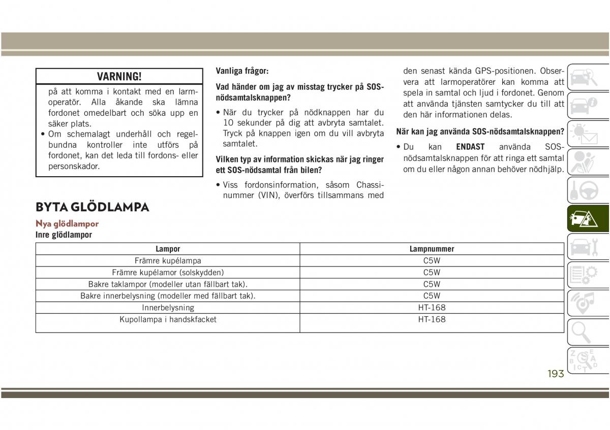 Jeep Compass II 2 instruktionsbok / page 195