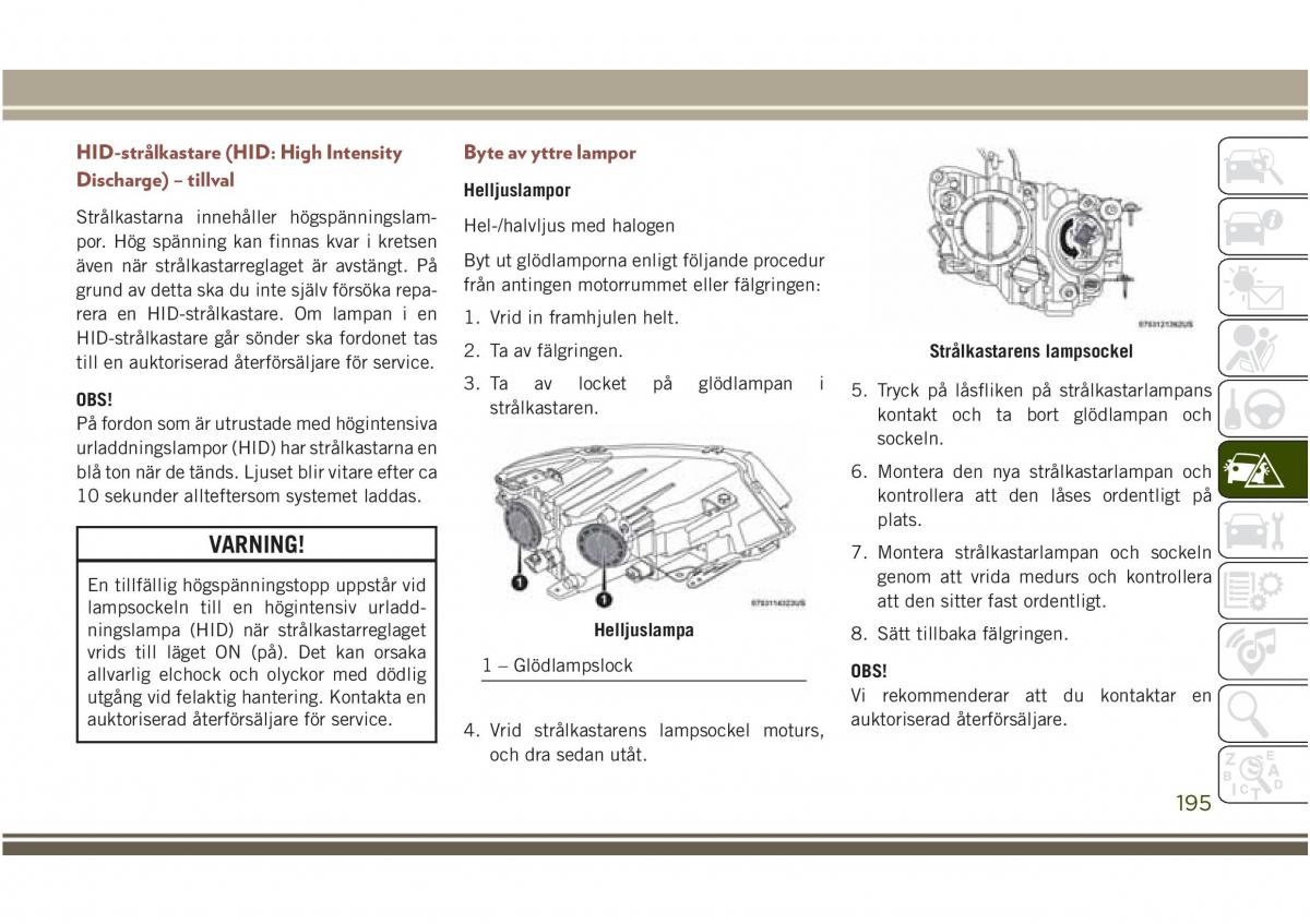 Jeep Compass II 2 instruktionsbok / page 197