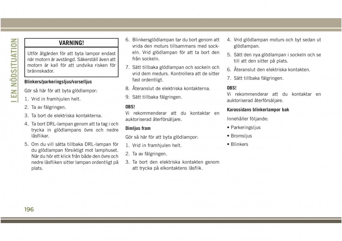 Jeep Compass II 2 instruktionsbok / page 198