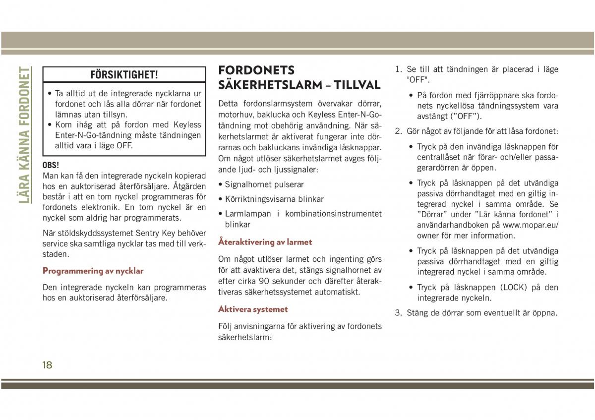 Jeep Compass II 2 instruktionsbok / page 20