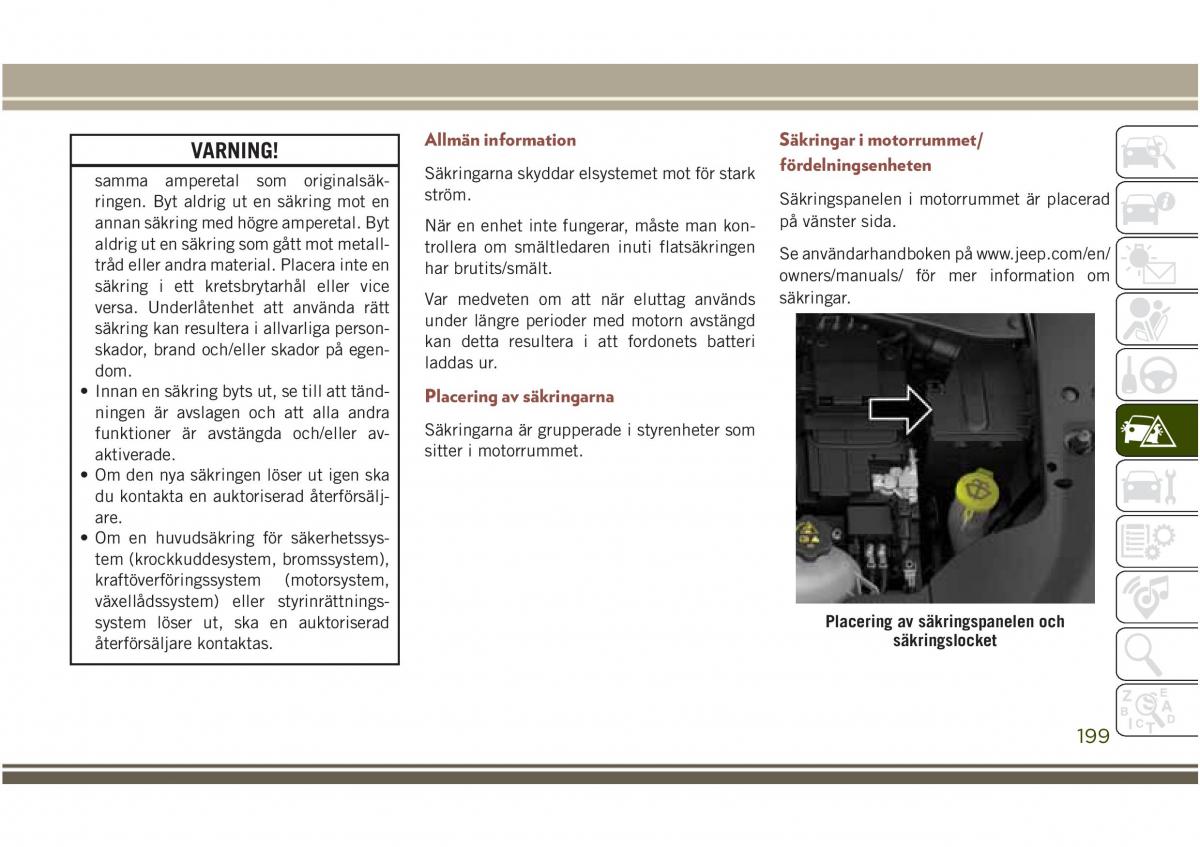 Jeep Compass II 2 instruktionsbok / page 201