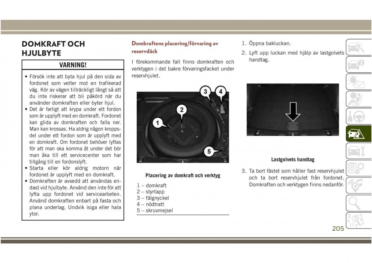 Jeep Compass II 2 instruktionsbok / page 207