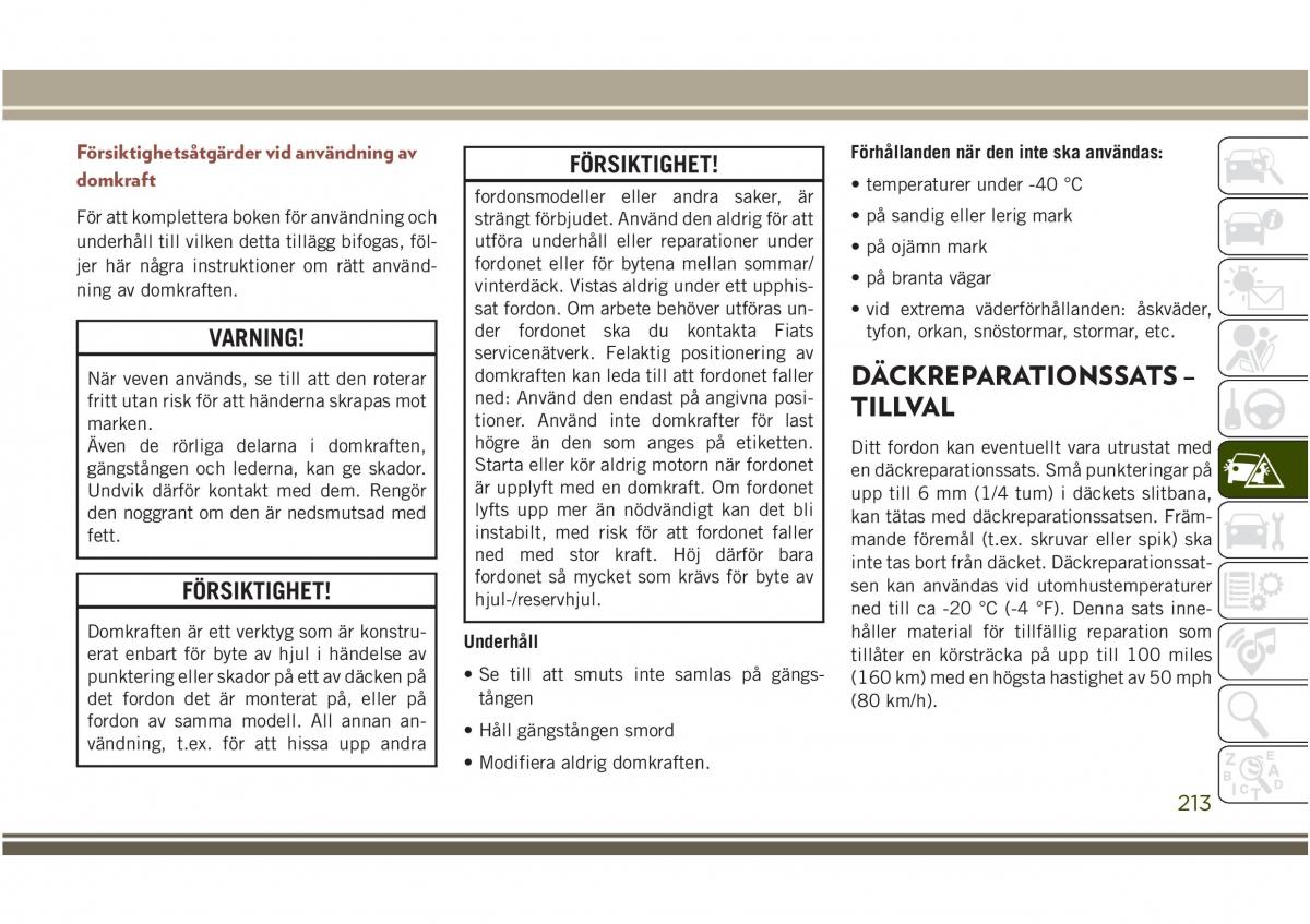 Jeep Compass II 2 instruktionsbok / page 215