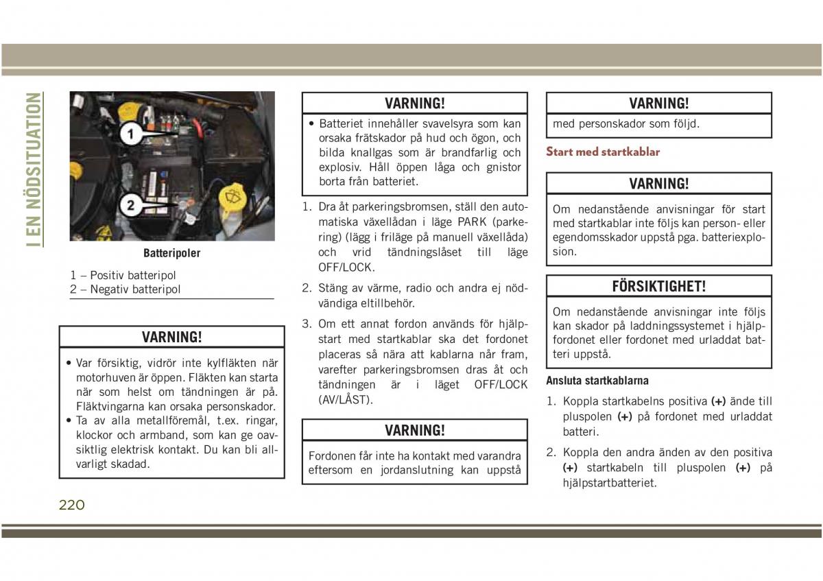 Jeep Compass II 2 instruktionsbok / page 222