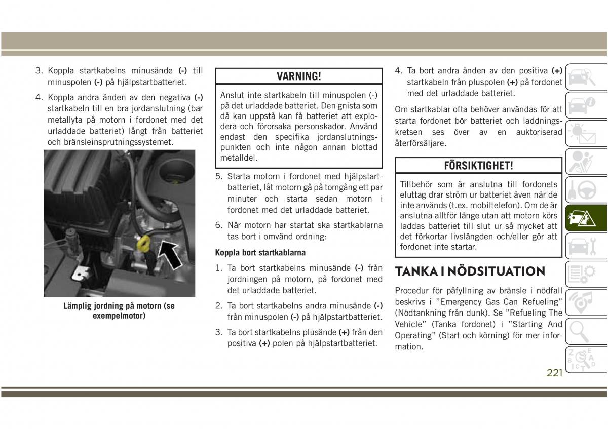 Jeep Compass II 2 instruktionsbok / page 223