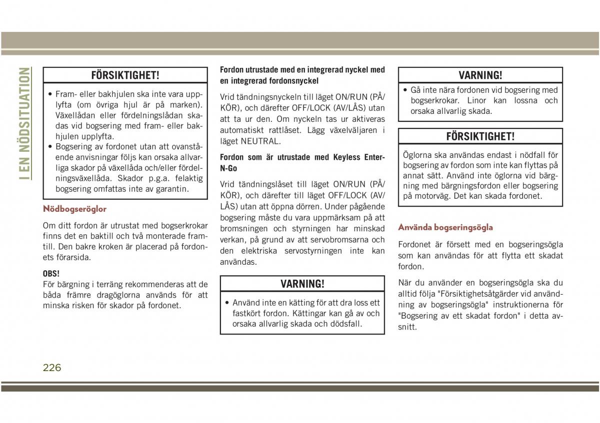 Jeep Compass II 2 instruktionsbok / page 228