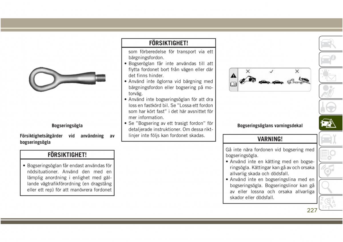 Jeep Compass II 2 instruktionsbok / page 229