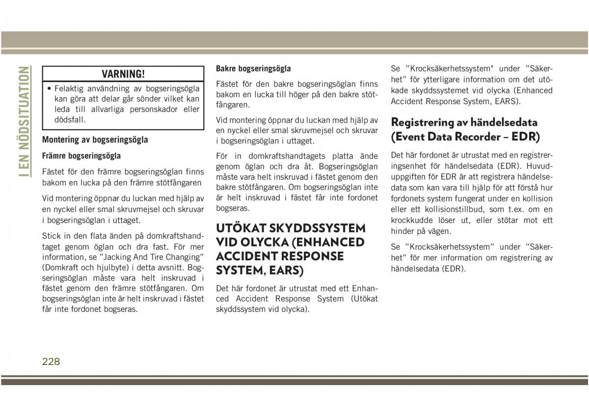 Jeep Compass II 2 instruktionsbok / page 230