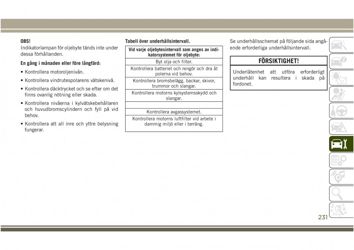 Jeep Compass II 2 instruktionsbok / page 233