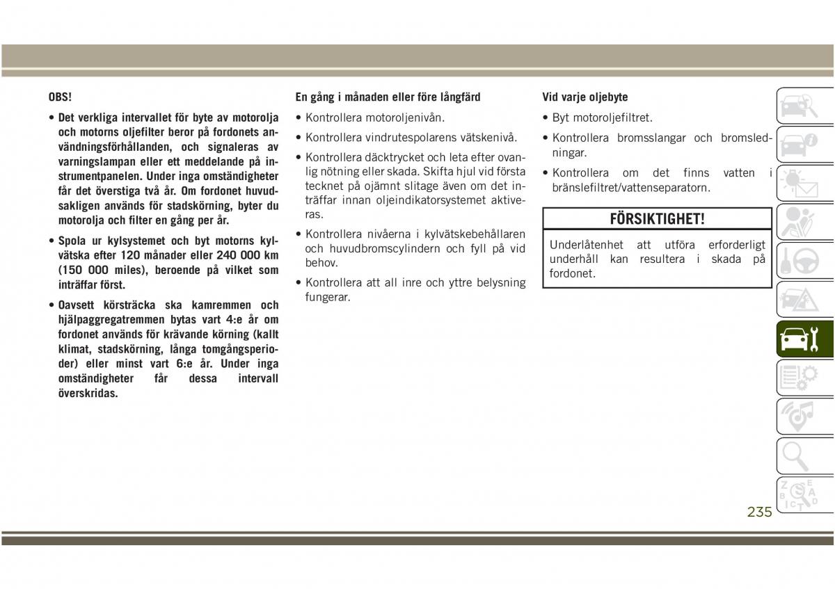 Jeep Compass II 2 instruktionsbok / page 237