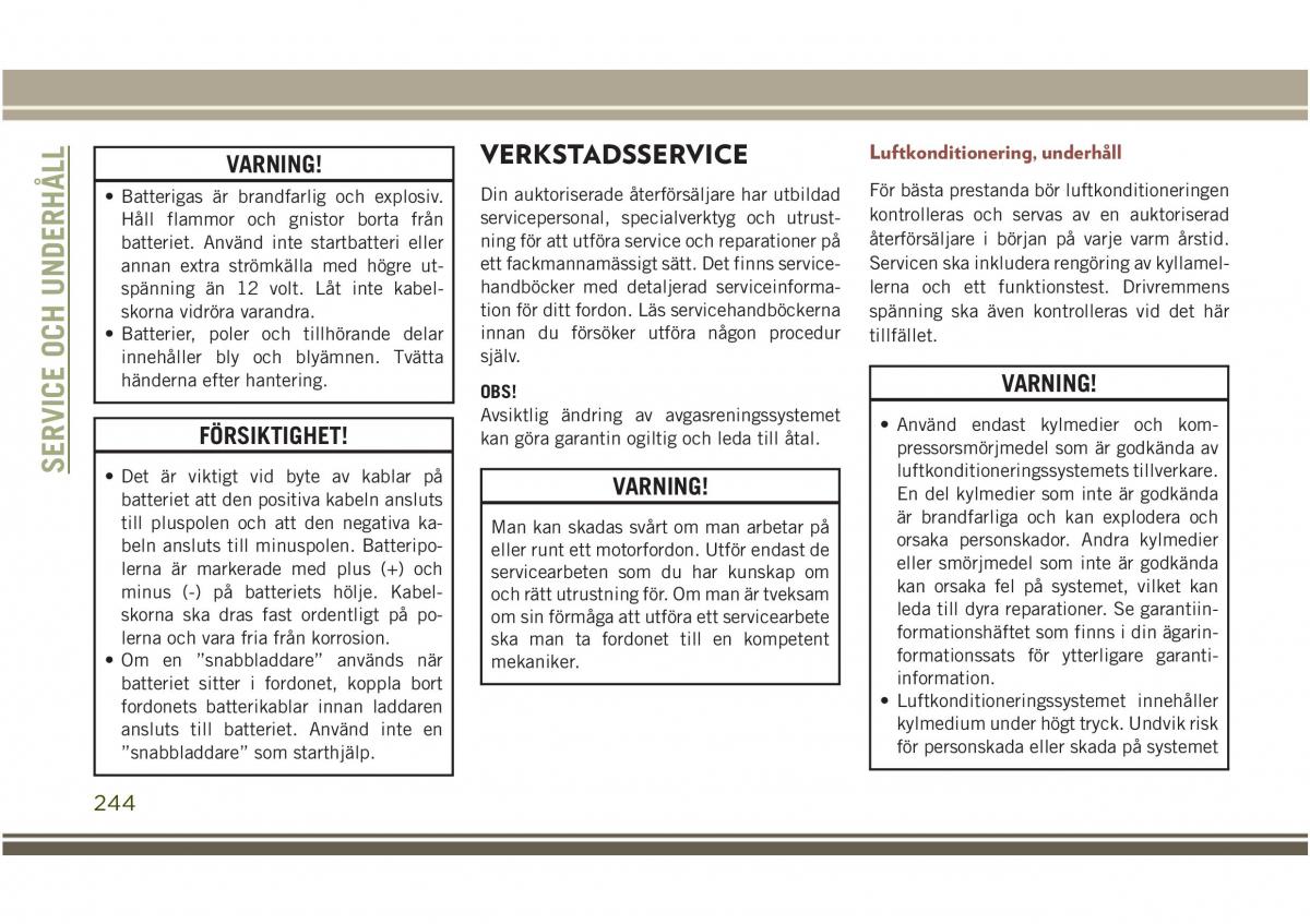 Jeep Compass II 2 instruktionsbok / page 246