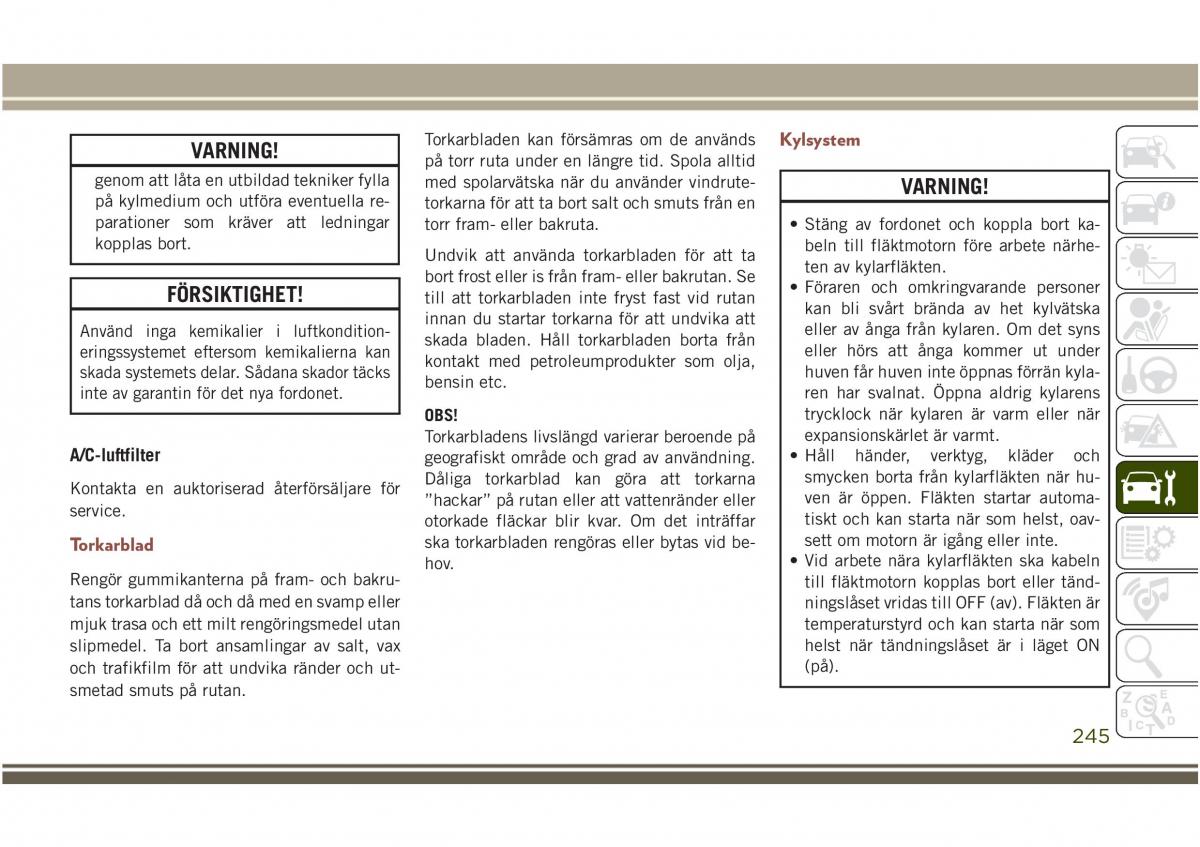 Jeep Compass II 2 instruktionsbok / page 247