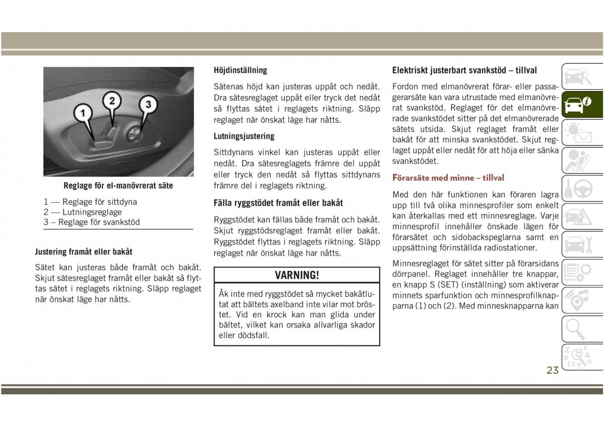 Jeep Compass II 2 instruktionsbok / page 25