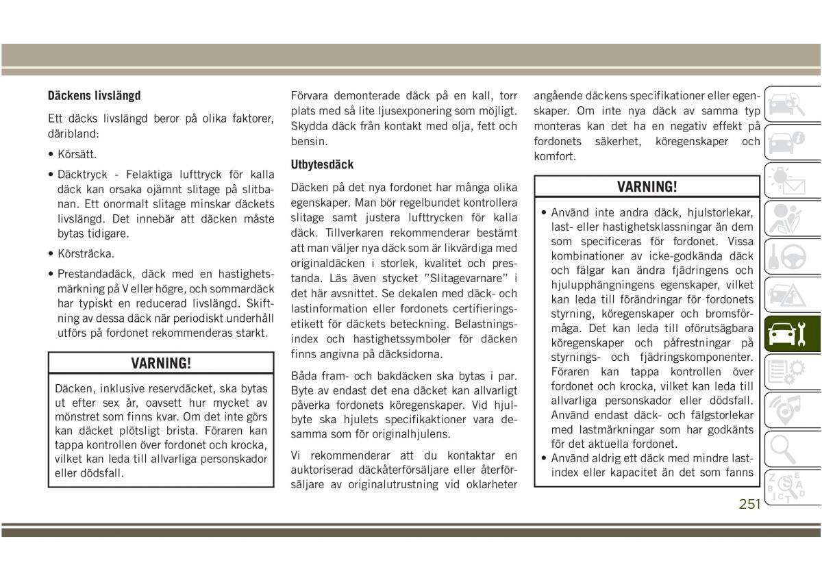 Jeep Compass II 2 instruktionsbok / page 253