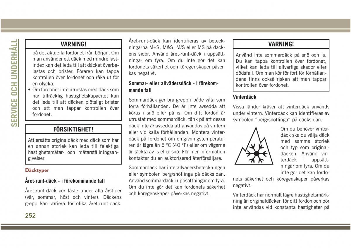 Jeep Compass II 2 instruktionsbok / page 254