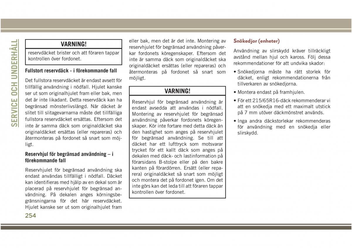 Jeep Compass II 2 instruktionsbok / page 256