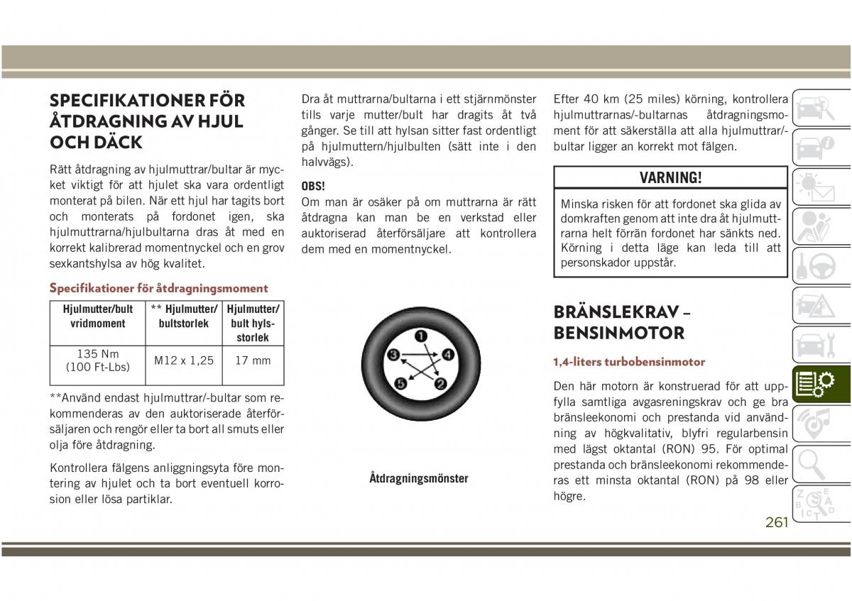 Jeep Compass II 2 instruktionsbok / page 263