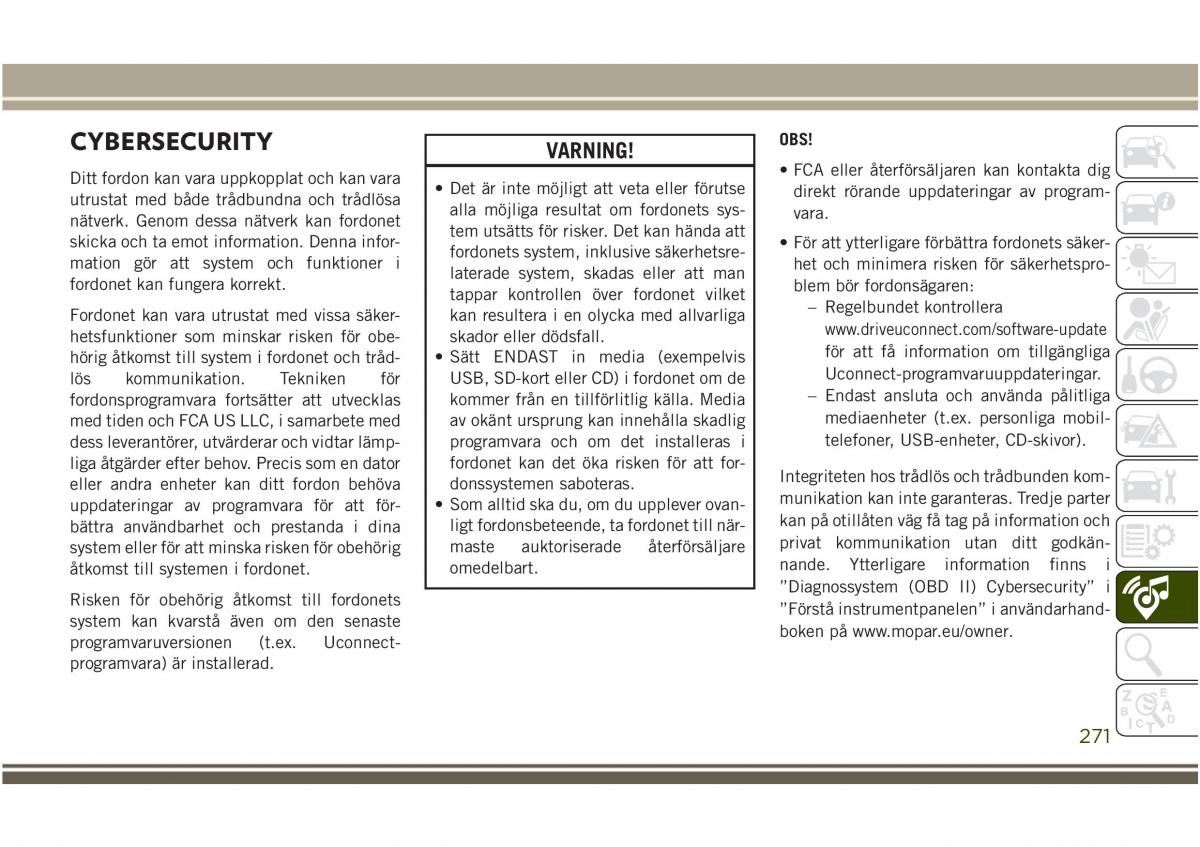 Jeep Compass II 2 instruktionsbok / page 273